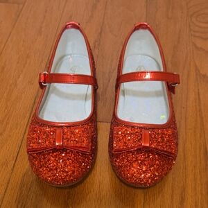 Glittery Red Mary Jane Dress Shoes for Kids
